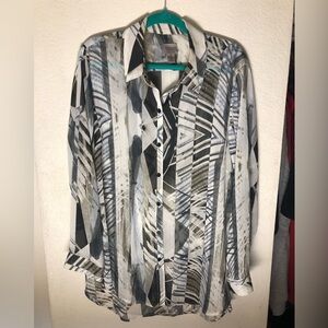 Lightweight sheet button down women’s blouse Easywear by Chico’s size 3 XL/XXL